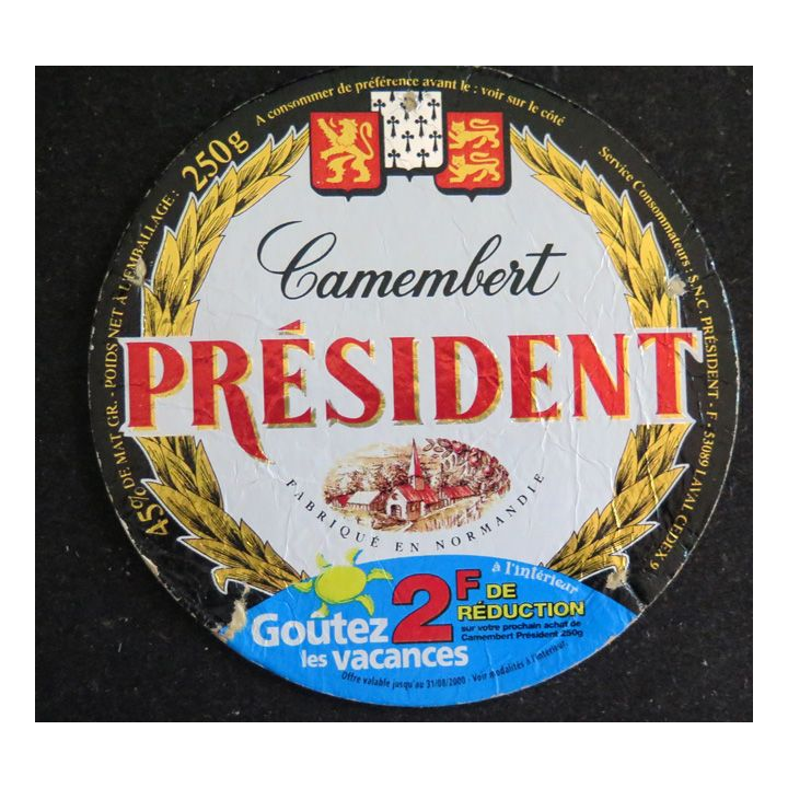 Dessus de boite de fromage Camembert Président
