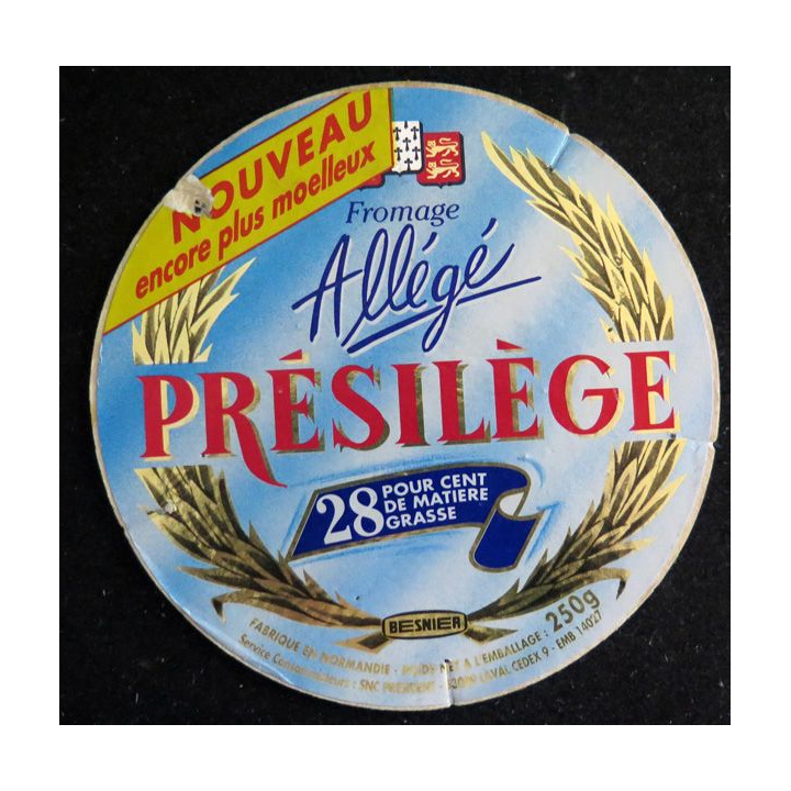 Dessus de boite de fromage Présilège
