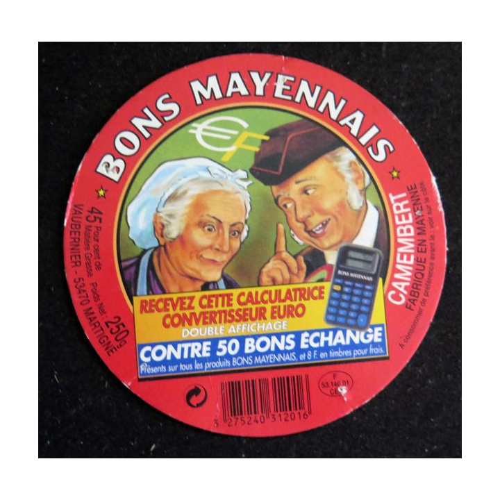 Dessus de boite de fromage Camembert Bons Mayennais