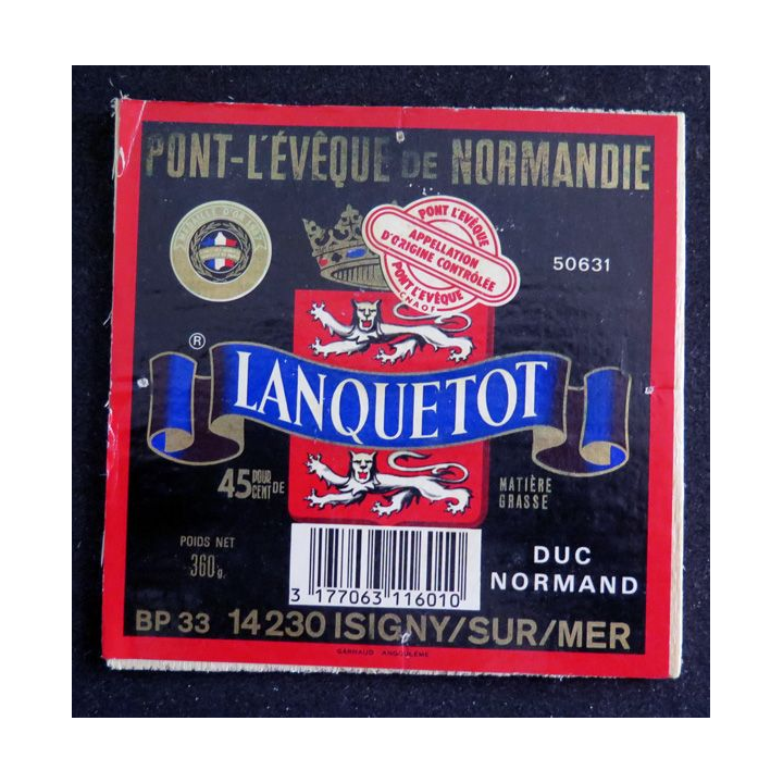 Dessus de boite de fromage Pont l'Evêque