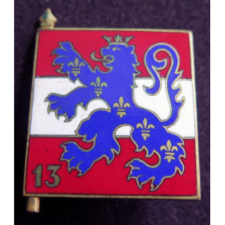 13° DI : Insigne métallique de la 13° division d’infanterie de fabrication Drago Paris G. 1303 en émail