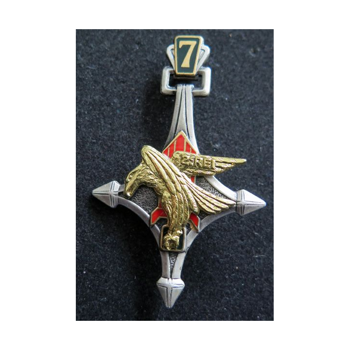 2° REI : Insigne métallique de la 7° Cie portée Sahara du 2° régiment étranger d'infanterie Drago R75