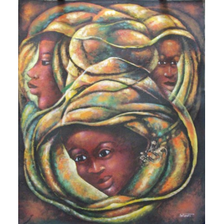 ART NAÏF HAÏTIEN : ENFANTS (HUILE SUR TOILE 60 x 50 cm)