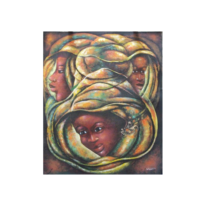 ART NAÏF HAÏTIEN : ENFANTS (HUILE SUR TOILE 60 x 50 cm)