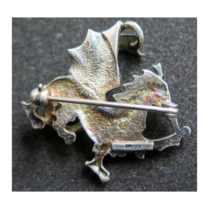 Broche de dragon gallois en argent massif 3 x 3 cm signé GMG ST SN ou SII ?