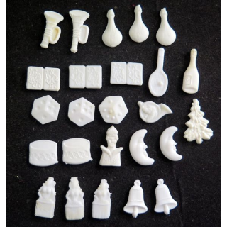 Lot de 25 fèves plastiques diverses