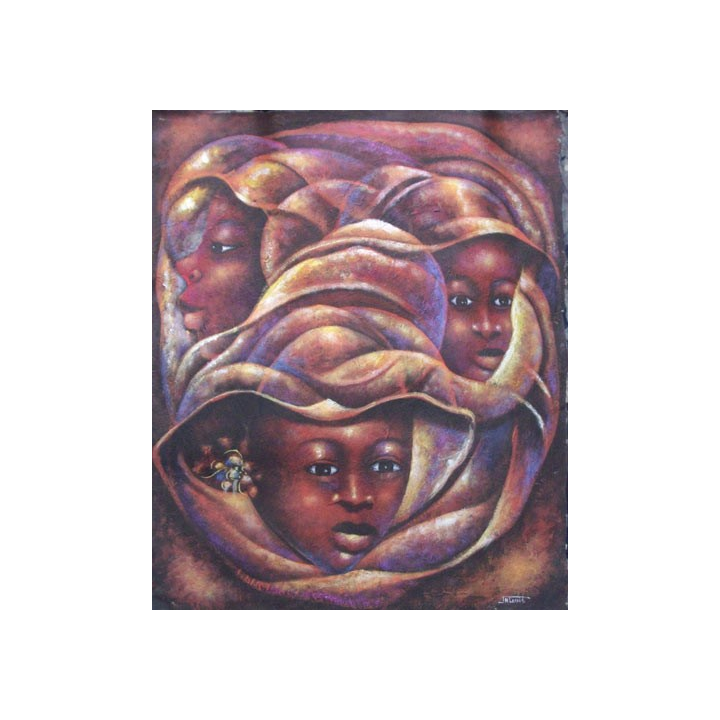 ART NÏAF HAÏTIEN : ENFANTS (HUILE SUR TOILE 60 x 50 cm)
