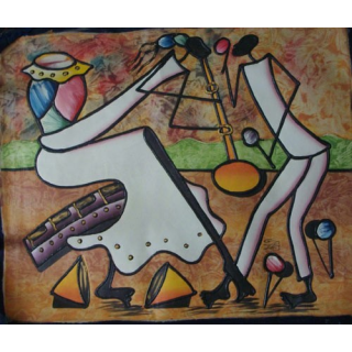 ART NAÏF HAÏTIEN : MUSICIENS (HUILE SUR TOILE 50 x 60 cm)