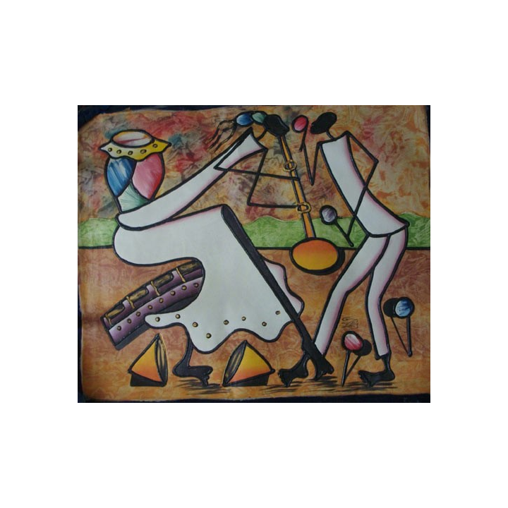 ART NAÏF HAÏTIEN : MUSICIENS (HUILE SUR TOILE 50 x 60 cm)