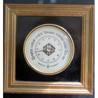 vieux baromètre holostérique 8 cm de diamètre dans cadre bois 15x15 cm