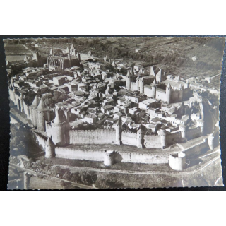Carte Postale N & B Cité de Carcassonne la cité vue d'avion