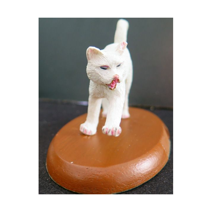 Figurine de Chat en résine :Chat blanc (sans texte)