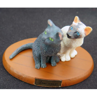 Figurine de Chat en résine : Deux copains 