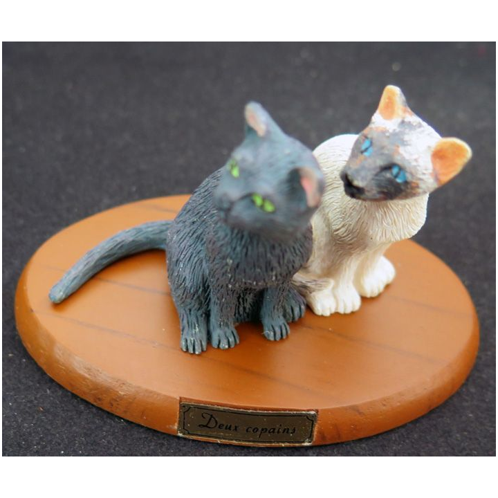 Figurine de Chat en résine : Deux copains 
