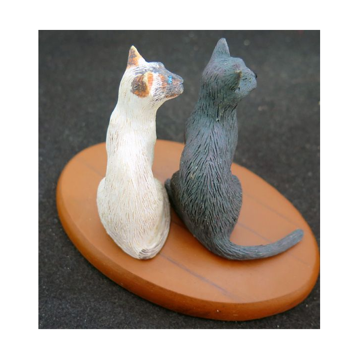 Figurine de Chat en résine : Deux copains 