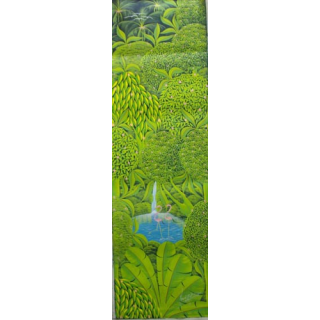 ART NAÏF HAÏTIEN : FLAMMANDS ROSES -HUILE/TOILE 30 x 100 cm