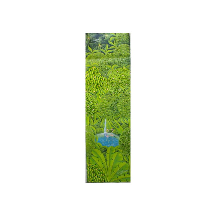 ART NAÏF HAÏTIEN : FLAMMANDS ROSES -HUILE/TOILE 30 x 100 cm