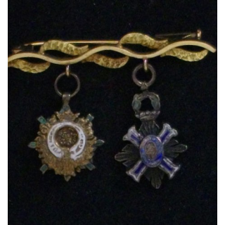 ESPAGNE : BROCHE EN OR DES ORDRES DU MÉRITE CIVIL ET AGRICOLE