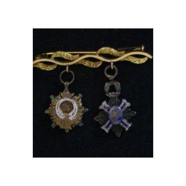 ESPAGNE : BROCHE EN OR DES ORDRES DU MÉRITE CIVIL ET AGRICOLE