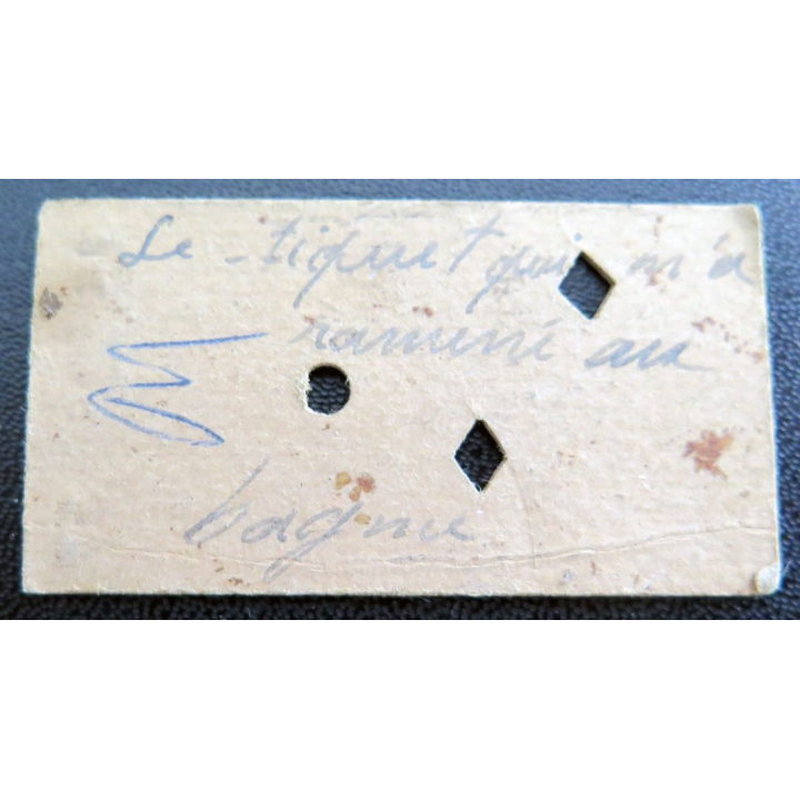 Ticket de chemins de fer tunisien de 3° classe militaire Bizerte Ghardimaou  via Djedeida