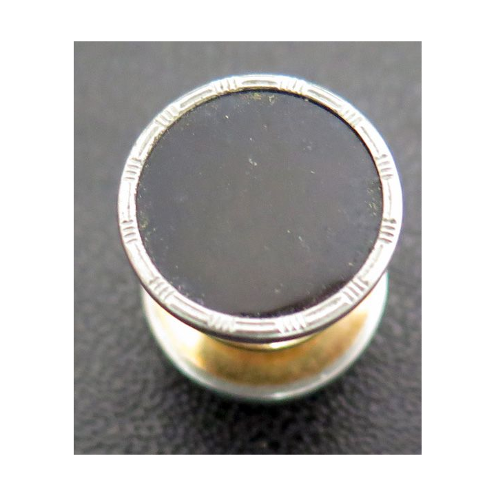 Paire de boutons de manchettemétal et pierre noire