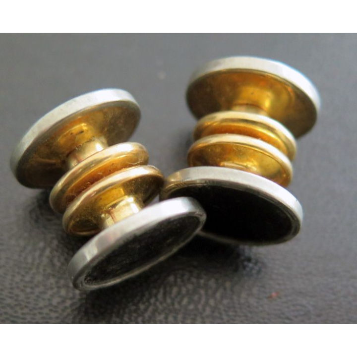 Paire de boutons de manchettemétal et pierre noire