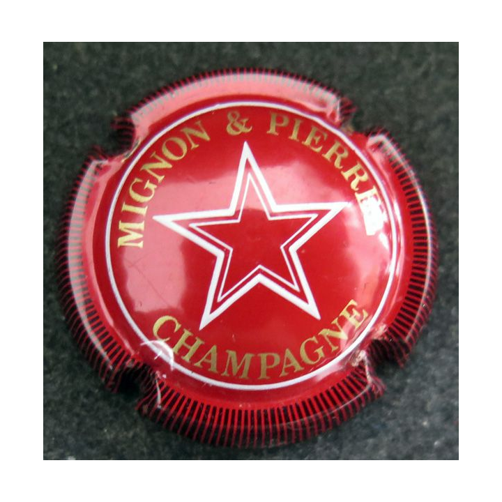 Capsule Muselet de bouteille de champagne MIGNON & PIERREL n° 11 rouge striée noir