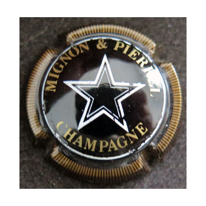 Capsule Muselet de bouteille de champagne MIGNON & PIERREL n° 15 Noir étoile blanche striée