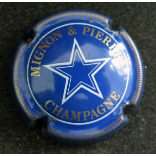 Capsule Muselet de bouteille de champagne MIGNON & PIERREL n° 18 Bleu et or mat striée