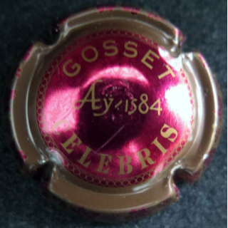 Capsule Muselet de bouteille de champagne GOSSET n° 28b Rouge et Or foncé