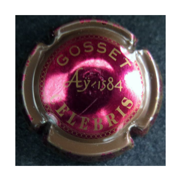Capsule Muselet de bouteille de champagne GOSSET n° 28b Rouge et Or foncé