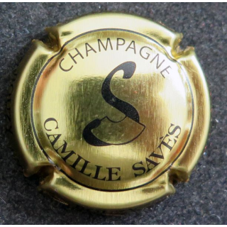 Capsule Muselet de bouteille de champagne SAVES Camille n° 6 or et noir, accent sur le E de SAVES