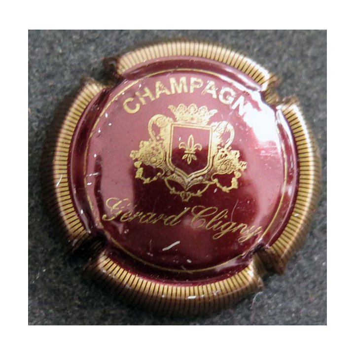CCapsule Muselet de bouteille de champagne CLIGNY Gérard n° 3 Bordeaux et or striée