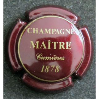 Capsule Muselet de bouteille de champagne MAITRE n° 6 bordeaux foncé et or