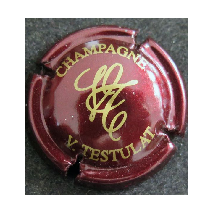 Capsule Muselet de bouteille de champagne TESTULAT Vincent n° 12a Bordeaux métallisé et Or