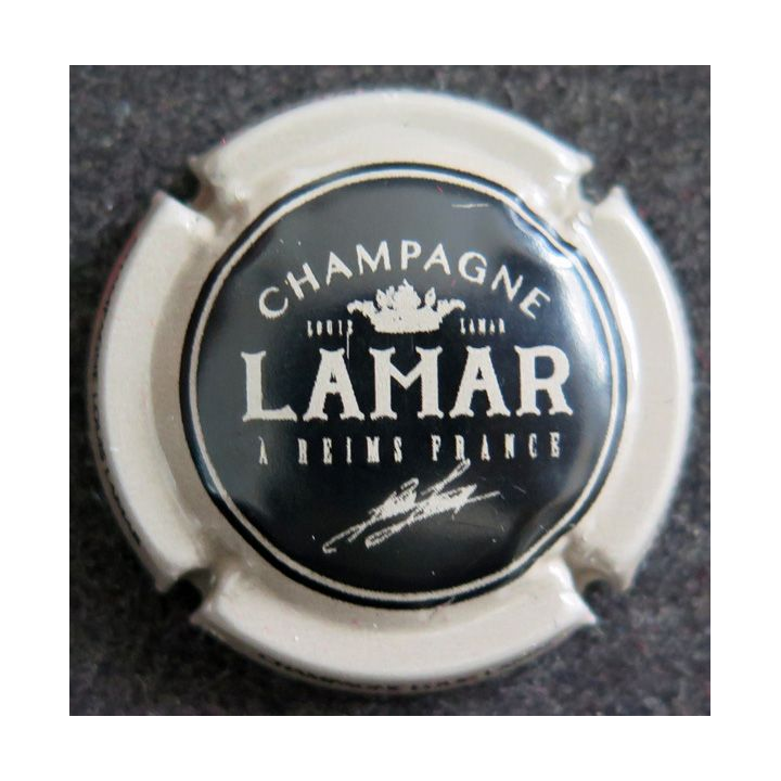 Capsule Muselet de bouteille de champagne LAMAR n° 1 Noir, contour crème