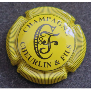Capsule Muselet de bouteille de champagne CHEURLIN & Fils n° 8 jaune et noire striée