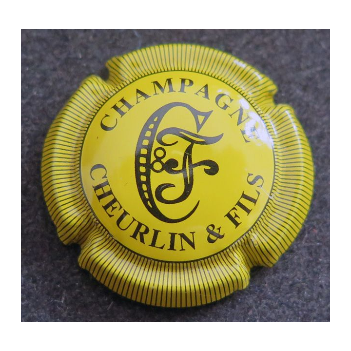 Capsule Muselet de bouteille de champagne CHEURLIN & Fils n° 8 jaune et noire striée