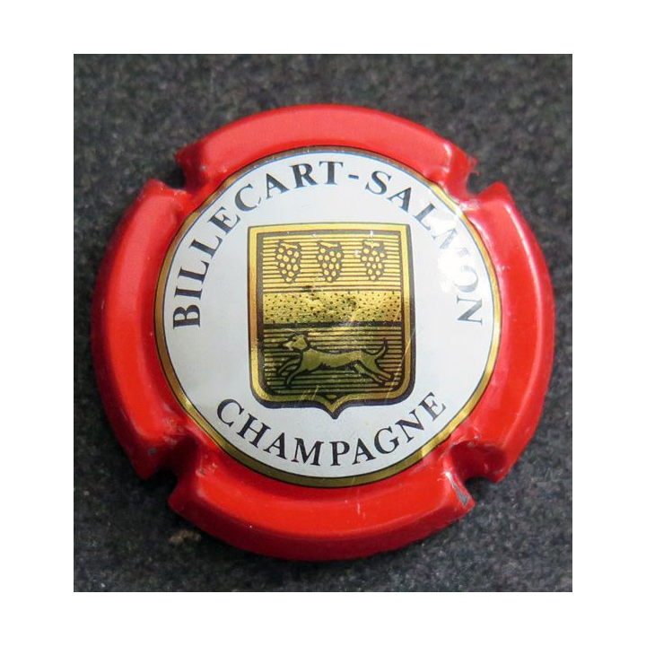 Capsule Muselet de bouteille de champagne BILLECART-SALMON n° 48 Rouge métallisé et or jaune