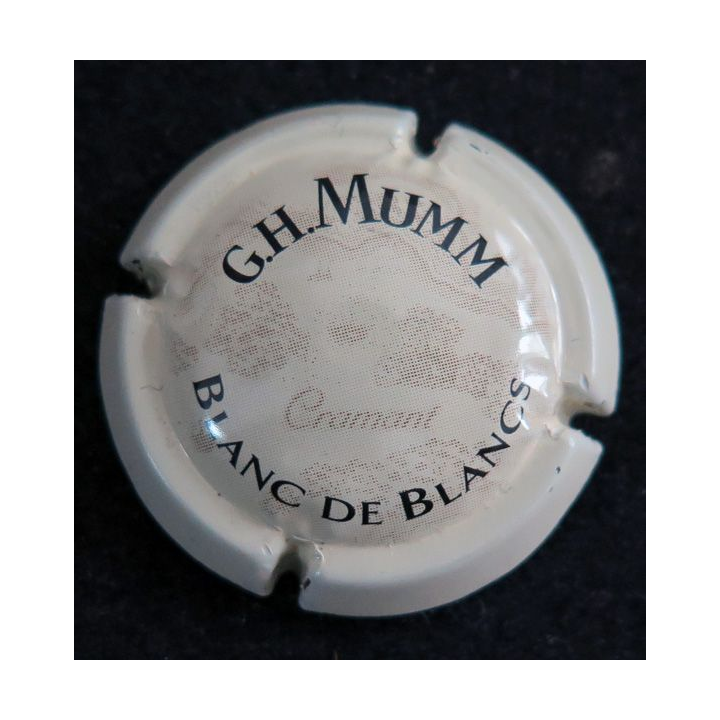 Capsule Muselet de bouteille de champagne G. H MUMM & C° n° 150 fond crème Reims au verso
