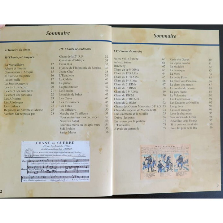 Livre de carnet de chants des Soldats de France de l'académie Militaire de saint Cyr Coëtquidan 