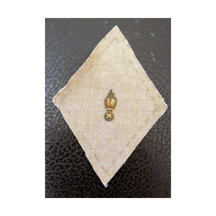 LOSANGE DE BRAS MODÈLE 45 : modèle officier Ecole Militaire du Corps technique et administratif sur toile écru en canetille