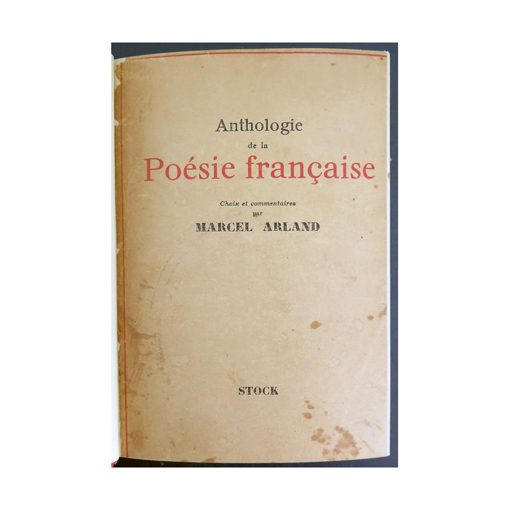 Anthologie de la Poésie Française de Marcel Arland relié cuir et carton 1942