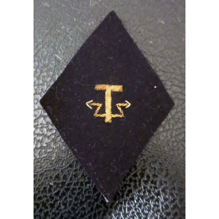 LOSANGE DE BRAS MODÈLE 45 : officier des Transmissions GRET sur fond feutre noir en canetille or