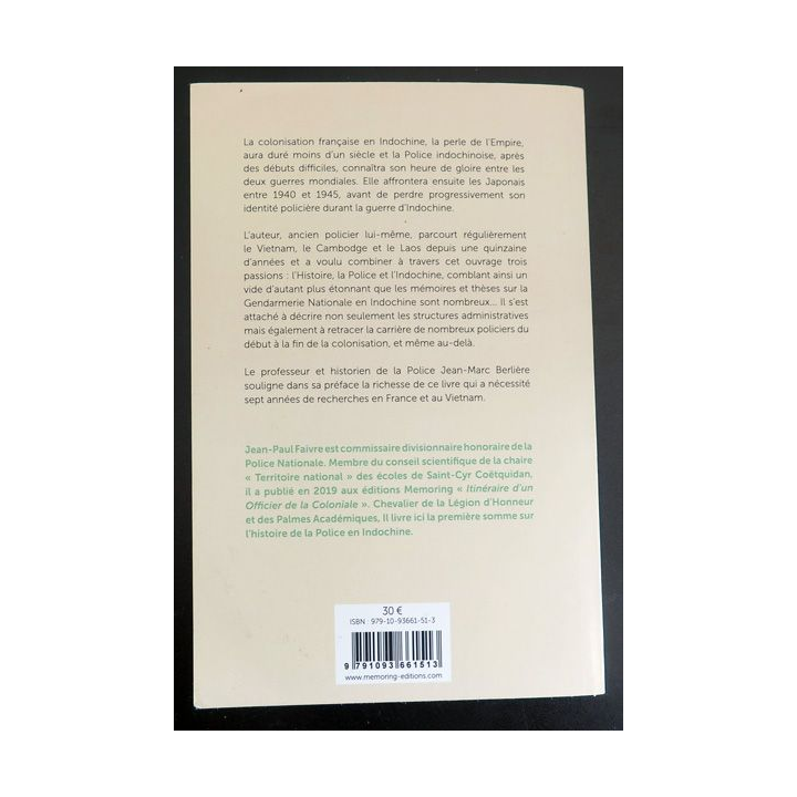 Policiers et polices dans l'Indochine Française 1864-1955 de Jean-Paul Faivre