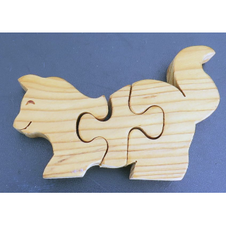 Chat en puzzle en bois 3 morceaux pour très petits enfants