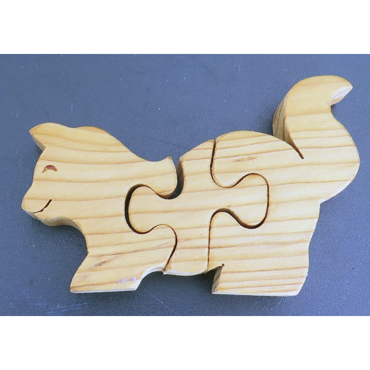 Chat en puzzle en bois 3 morceaux pour très petits enfants