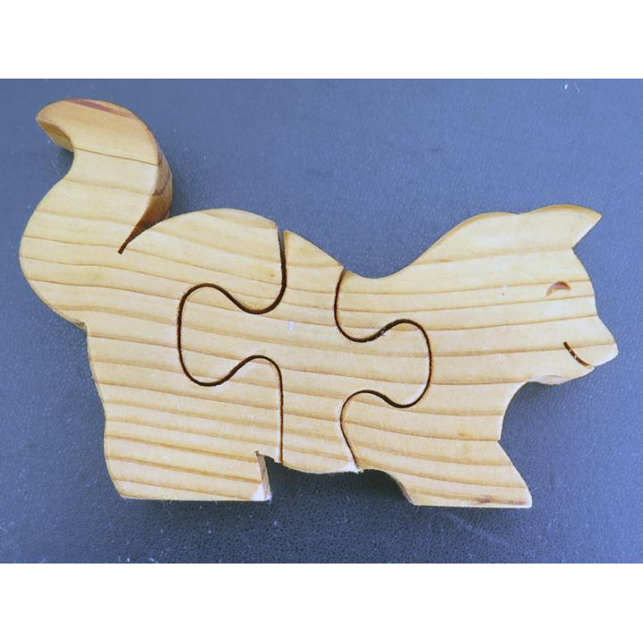 Chat en puzzle en bois 3 morceaux pour très petits enfants