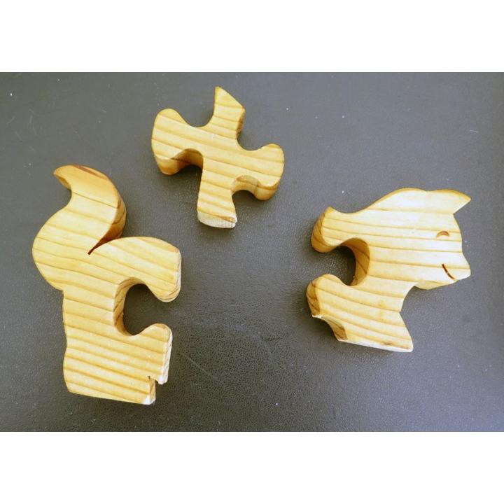 Chat en puzzle en bois 3 morceaux pour très petits enfants