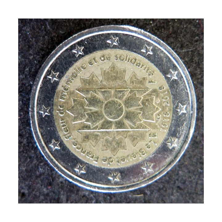 FRANCE : Pièce de 2 euros Le Bleu de France Fleur de mémoire et de solidarité 1918-2018